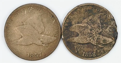 1857 1858 Flying Eagle Cents Lot of 2 1c