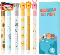 Radierbare Gelstifte Set 6Er Tiermotive 0,5 Mm FüR Schule BüRo