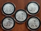 5 oz .999 Fine Silver Buffalo Rounds Golden State Mint BU Lot of 5 Bullion