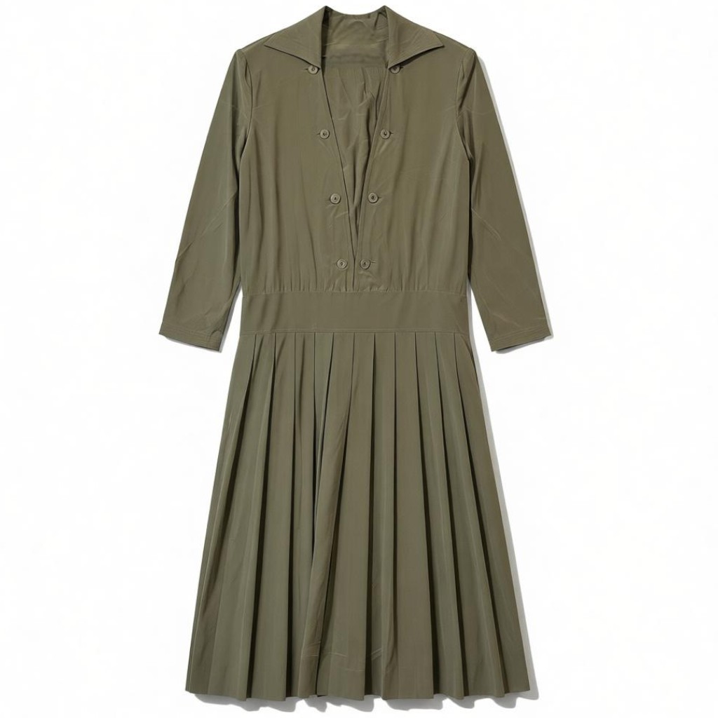 Vintage Silk Drop Waist Dress Womens 6 Olive Green Pleated 3/4 Sleeve Midi | eBay Vintage Silk Drop Waist Dress Womens 6 Olive Green Pleated 3/4 Sleeve Midi | eBay