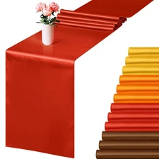 12 Pack 12x108in Fall Autumn Wedding Satin Silk Table Runner Long Fabric