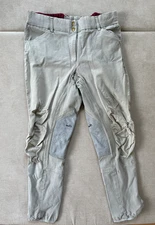 Grand Prix Breeches Full Seat Beige Knee Patch Size 30 Horse Riding Pants Womens