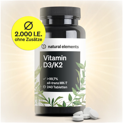 natural elements Vitamin D3 + K2     99,7% all-trans MK-7 & 2000 IE Vitamin D3