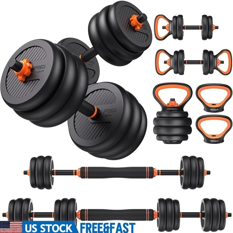 Adjustable Dumbbell Barbell Kettlebell Push Up Stand Weight Set Home Gym Durable