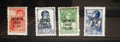 timbre LETTONIE 1941 N°1/2/4/5"LATVIJA /1941./1. VII", lot de 4 valeur neuf** - Imagen 1 de 4