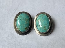 Barse Vintage Sterling and Turquoise Oval Cli...