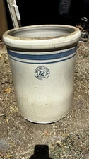 12 Gallon Antique Stoneware Crock - GARDEN CITY POTTERY CO. San Jose, Ca
