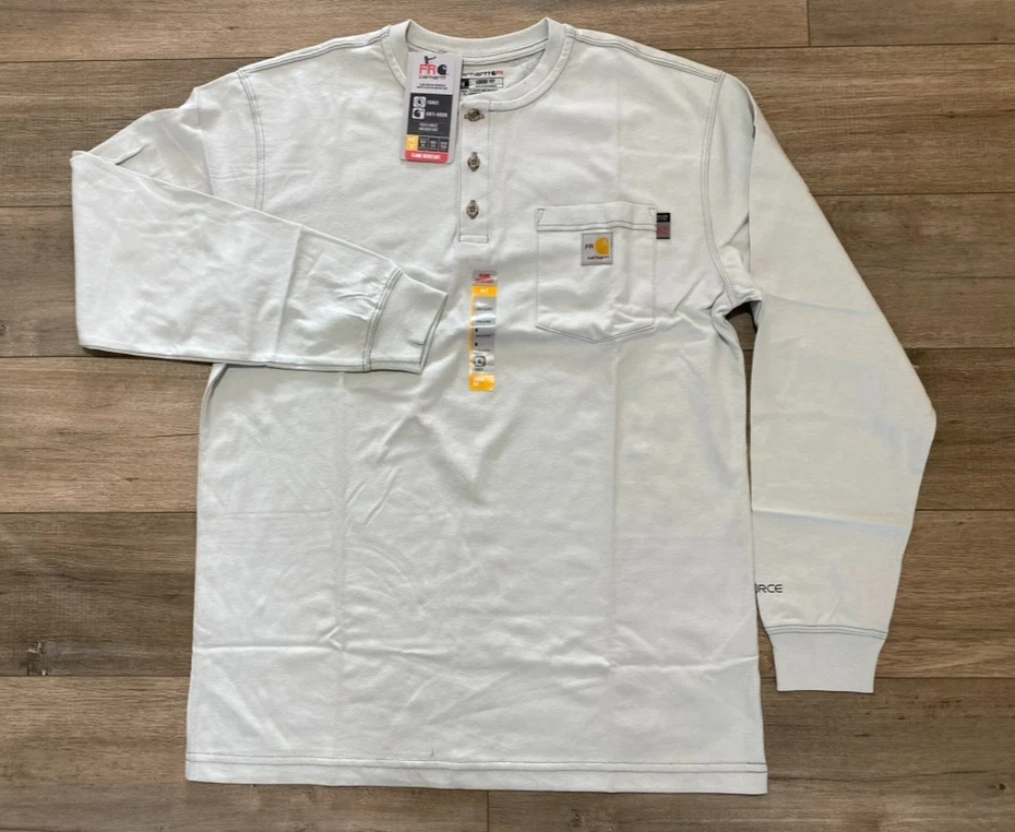 Carhartt Force FR Mens M Gale Gray Flame Resistant Long Sleeve Cat2 Pocket