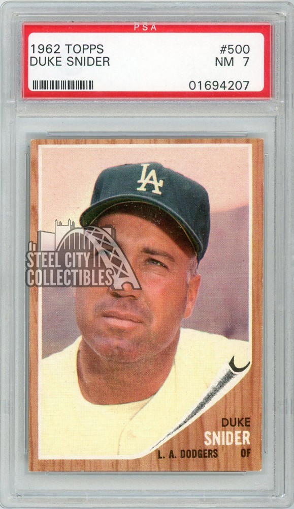 Duke Snider 1962 Topps Baseball Card #500 PSA 7