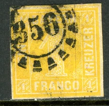 Germany States 1862 Bavaria 1 Kr Yellow VFU M355