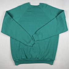 Vintage 80s Tultex Blank Raglan Crewneck Sweatshirt USA Made Green XL