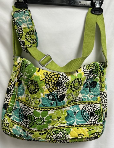 Vera Bradley Messenger LIME'S UP Lime Green Blue Yellow White, Large Book Bag - Picture 18 of 18