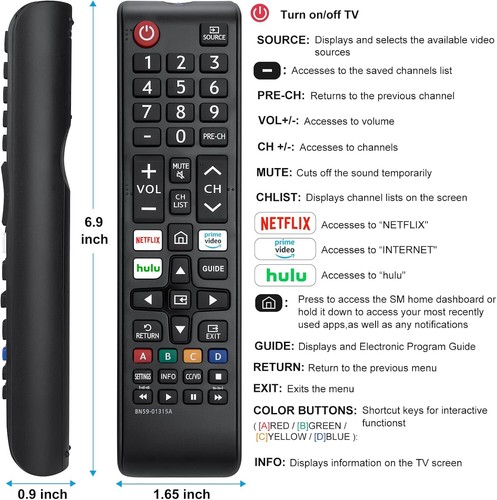 【Pack of 2】 New Universal Remote for All Samsung TV Remote, Replacement - Picture 7 of 32
