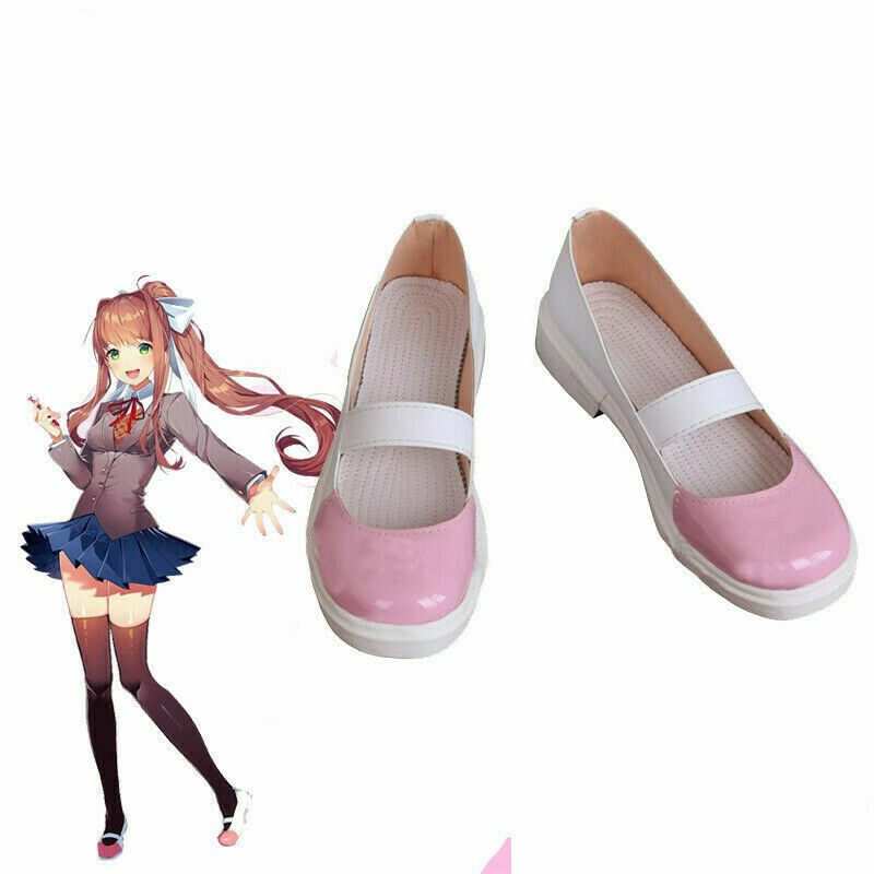 Doki Doki Literature Club! Game Cosplay Shoes DDLC Monika Pink Kawaii