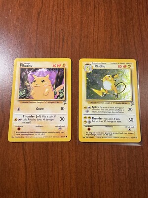Pokemon TCG #25 Pikachu & #26 Raichu Rare Holo Base Set 2