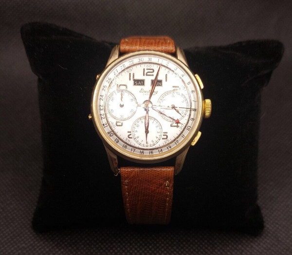 Breitling Datora Dato Compax 785 D Vintage 1945 Oro 18k Manual 35mm Unisex RARO