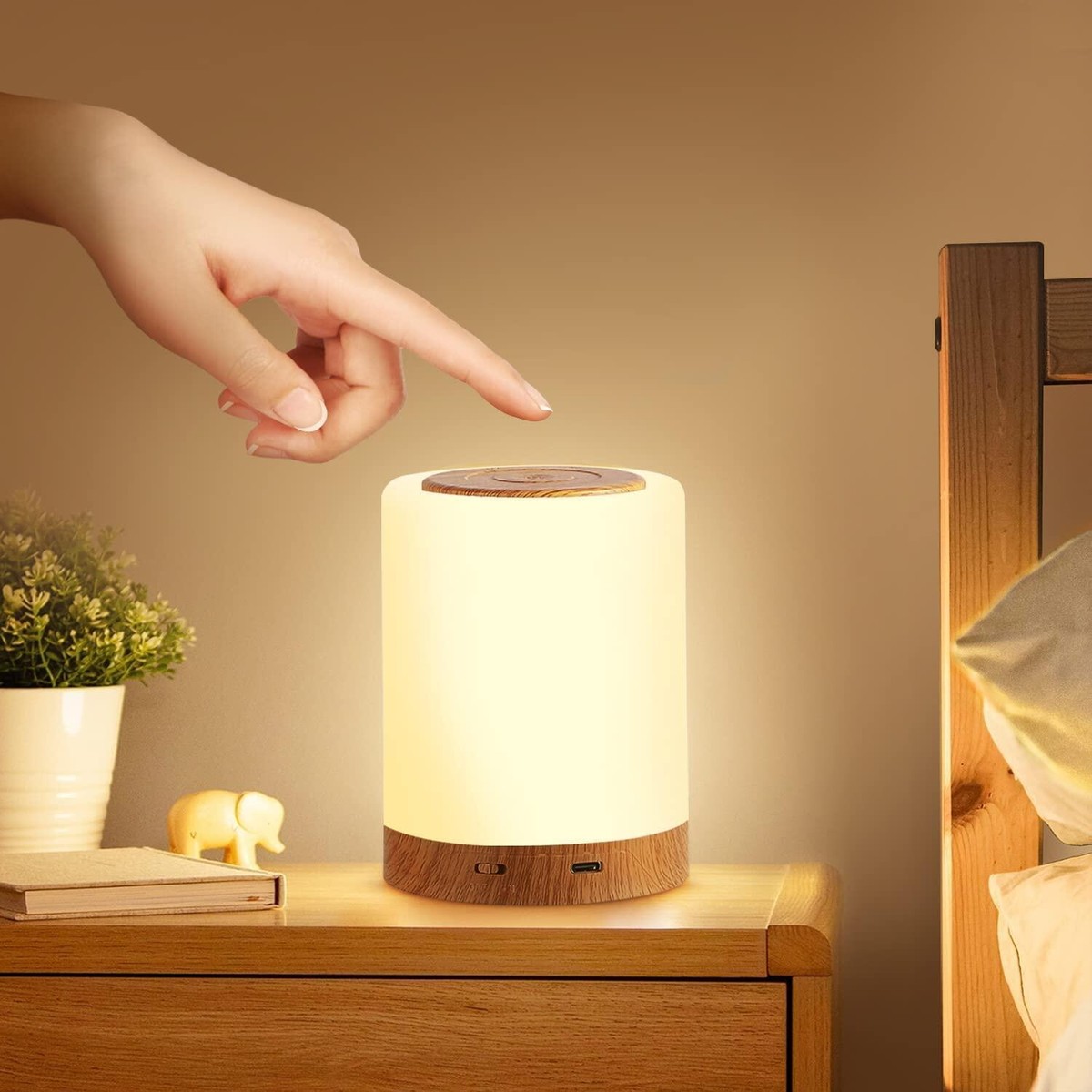 Touch Sensor Night Light LED Bedside Desk Table Lamp Dimmable USB  Rechargeable P