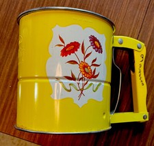 Vintage ANDROCK 3 Screen Hand-i-Sift Flour Sifter 1950's Made in USA - Yellow