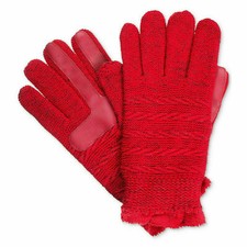 ISOTONER Red Sparkle Textured Knit smarTouch Microluxe Lined Gloves One Size