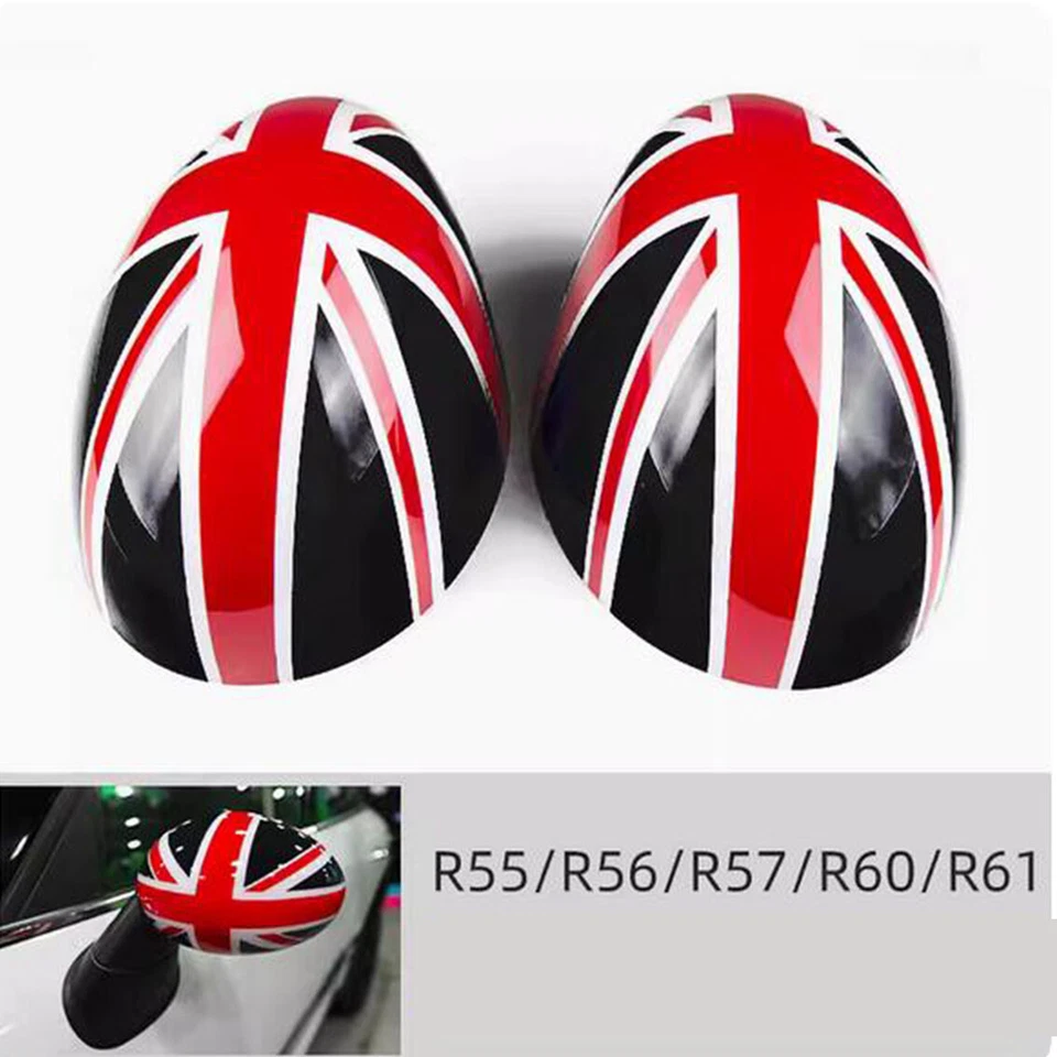 For MINI Cooper R55 R56 R57 R60 R61 Red Black Jack Side Mirror Cover Manual Fold Foto 3 de 4