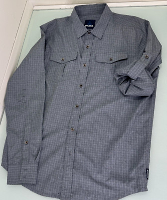 PrAna Ascension Shirt Men Medium M Tab Roll Up Long Sleeve Nylon Blend Hiking