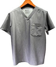 Figs Shirt Womens Medium Gray Technical Collection Full Zip Short Sleeve Scrubs