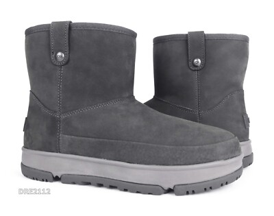 UGG Classic Weather Mini Charcoal Fur Boots Womens Size 9 *NEW*