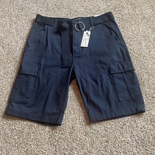 Original Blu Rock Belted Cargo Shorts Flat Front Navy New With Tags 36