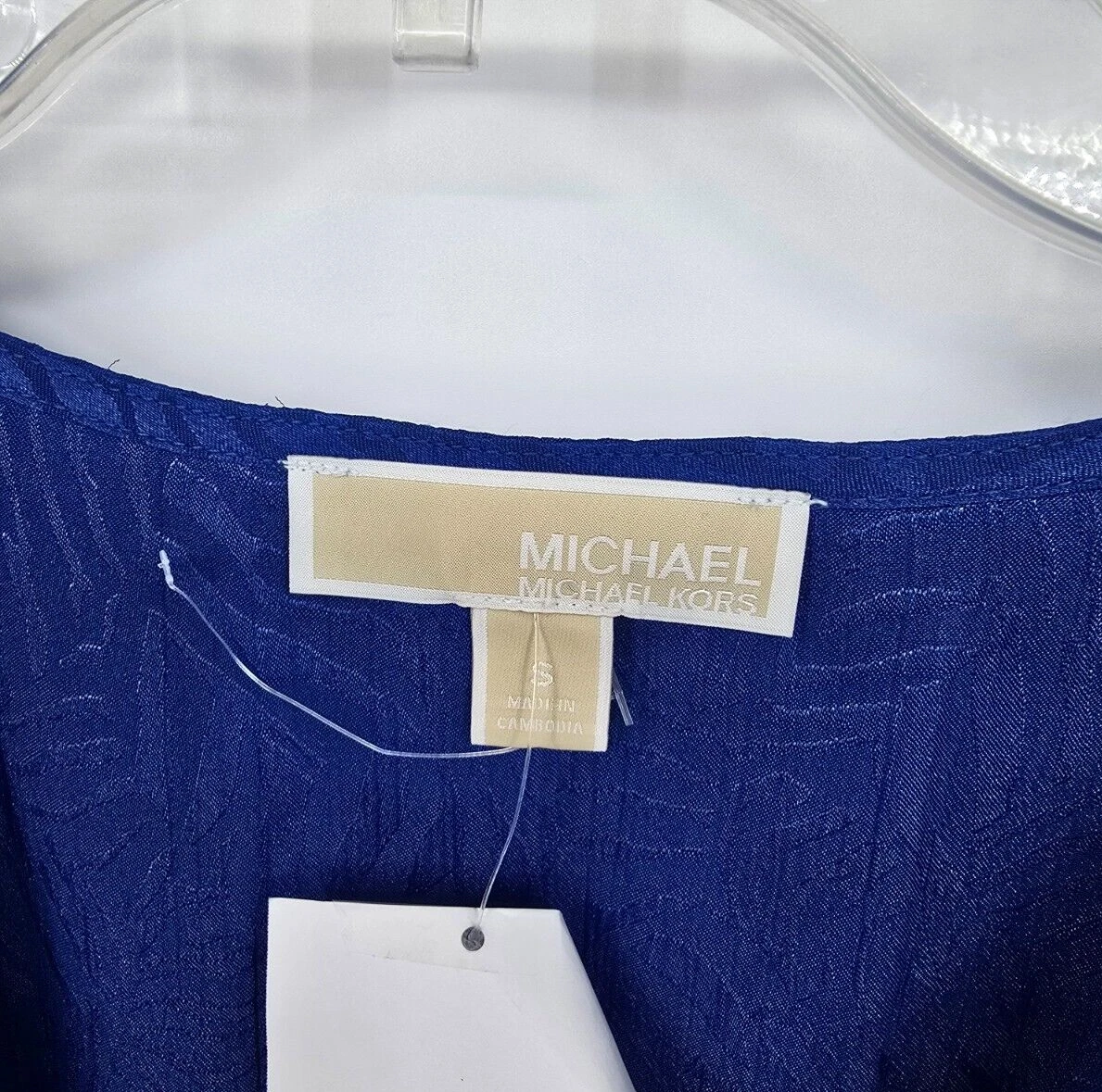Abito donna blu Michael Kors taglia small elastico in vita manica lunga nuovo con etichetta