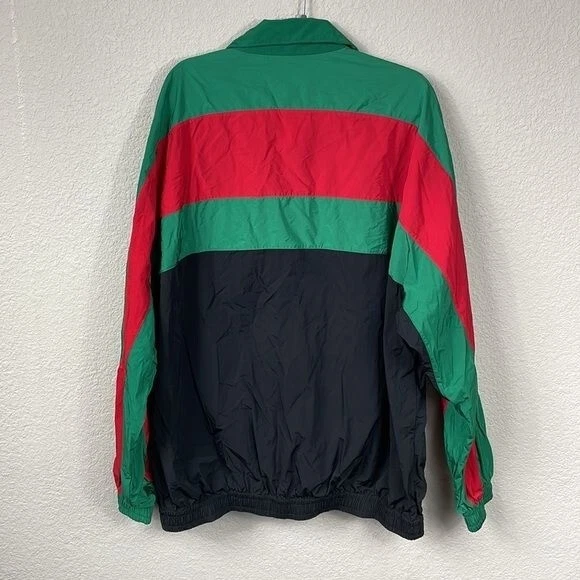 Giacca da pista in nylon oversize Gucci idrorepellente nero verde rosso da uomo taglia M