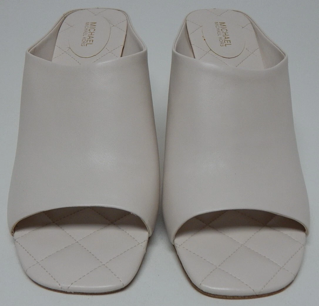 Michael Kors Renee taglia 7 5 M sandalo donna elegante pelle mules slide crema chiaro