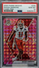 Isaiah Simmons 2020 Panini Mosaic Camo Pink Prizm RC Rookie #245 PSA 10 Gem Mint