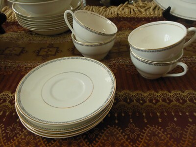 Pope Gosser China Tea Cups Saucers Pattern 1114 Deco Black Key Gold ...