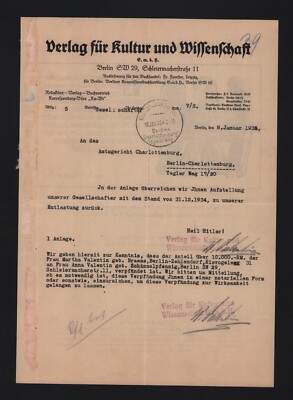 Berlin, letter 1935, publisher for culture and science GmbH