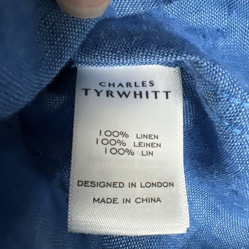 Camisa Charles Tyrwhitt Hombres Talla 3XL Azul Calce Clásico 100% Lino Manga Larga Botones - Imagen 4 de 7