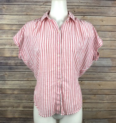 madewell pink and white striped shirt