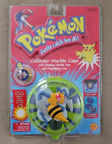 VINTAGE Pokemon BEEDRILL  8 Collector Marbles Case Tray & Magnifying Lens NEW