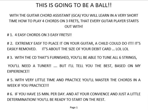 Guitar Chord Asstistant PKG #1.Guitar Lessons, 3 parts total. Really EASY + FUN - Picture 7 of 8