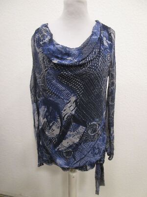 Claudia Sträter Bluse Wasserfallausschnitt Ärmel transparent blau Gr.44 (G310-14
