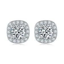 5mm Round Cut VVS1/D Certified GRA Moissanite Cluster Stud Earrings 925 Silver