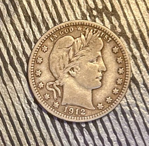 1912 P Barber Quarter - U.S. 25 cents silver coin