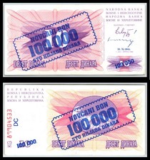 1993 Bosnia and Herzegovina 100 000 Dinara EF - COMBINED POST