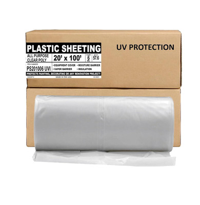 Heavy Duty 20' x 100' Clear UV Protection Tarp - Moisture Barrier Sheet