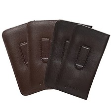 Calabria Soft PU Leather Eye Glasses Case w/Pocket Clip Black Brown 4Pack M...