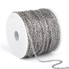 66FT 1.5mm Stainless Steel Rolo Cable Chains Roll Bulk for Jewelry Making