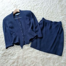 Thierry Mugler Navy Skirt Suit Set 7AR Vintage used from japan