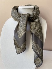 Vintage Gold-Flecked Olive Green Glentex Silk Scarf, Made in Japan, 26"