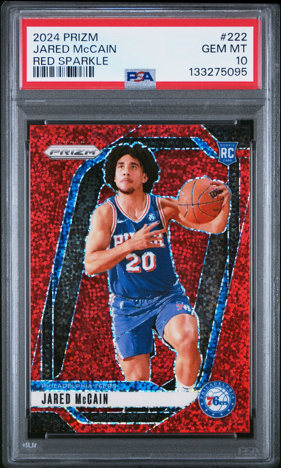 2024 PANINI PRIZM RED SPARKLE #222 JARED MCCAIN PSA 10