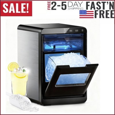 Nugget Ice Maker Countertop, Pebble Ice Makers Machine 44lbs/24H , Self-Cleaning