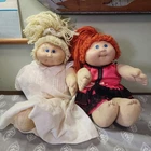 Vintage Cabbage Patch Kids Girl Dolls With Yarn Hair Yellow And Red Signed